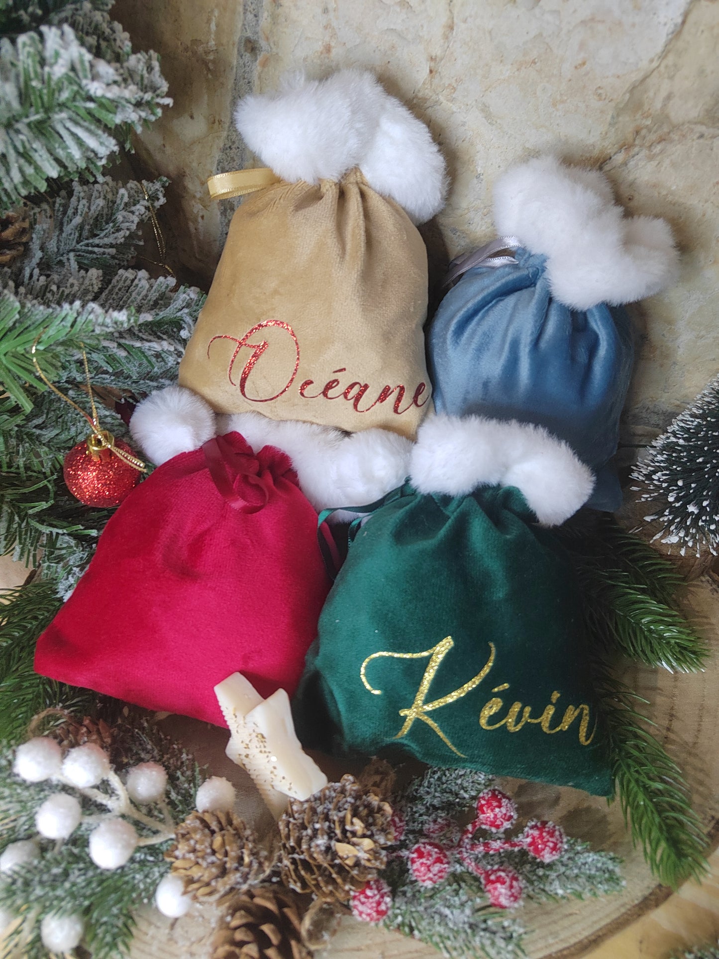 Pochons de noël en velours