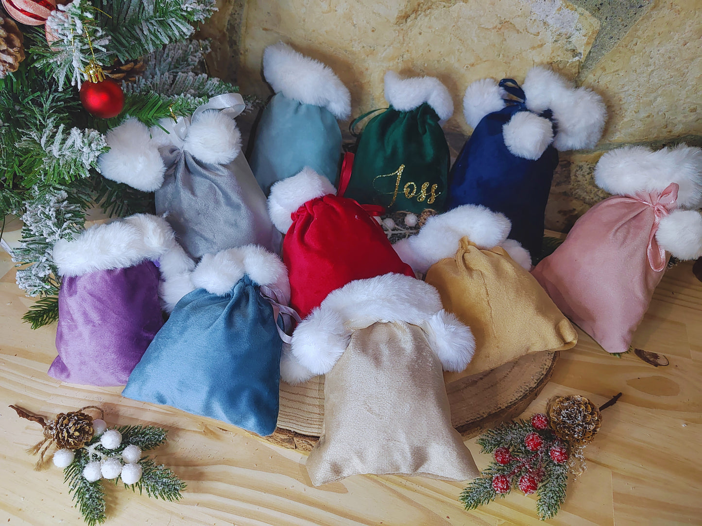 Pochons de noël en velours