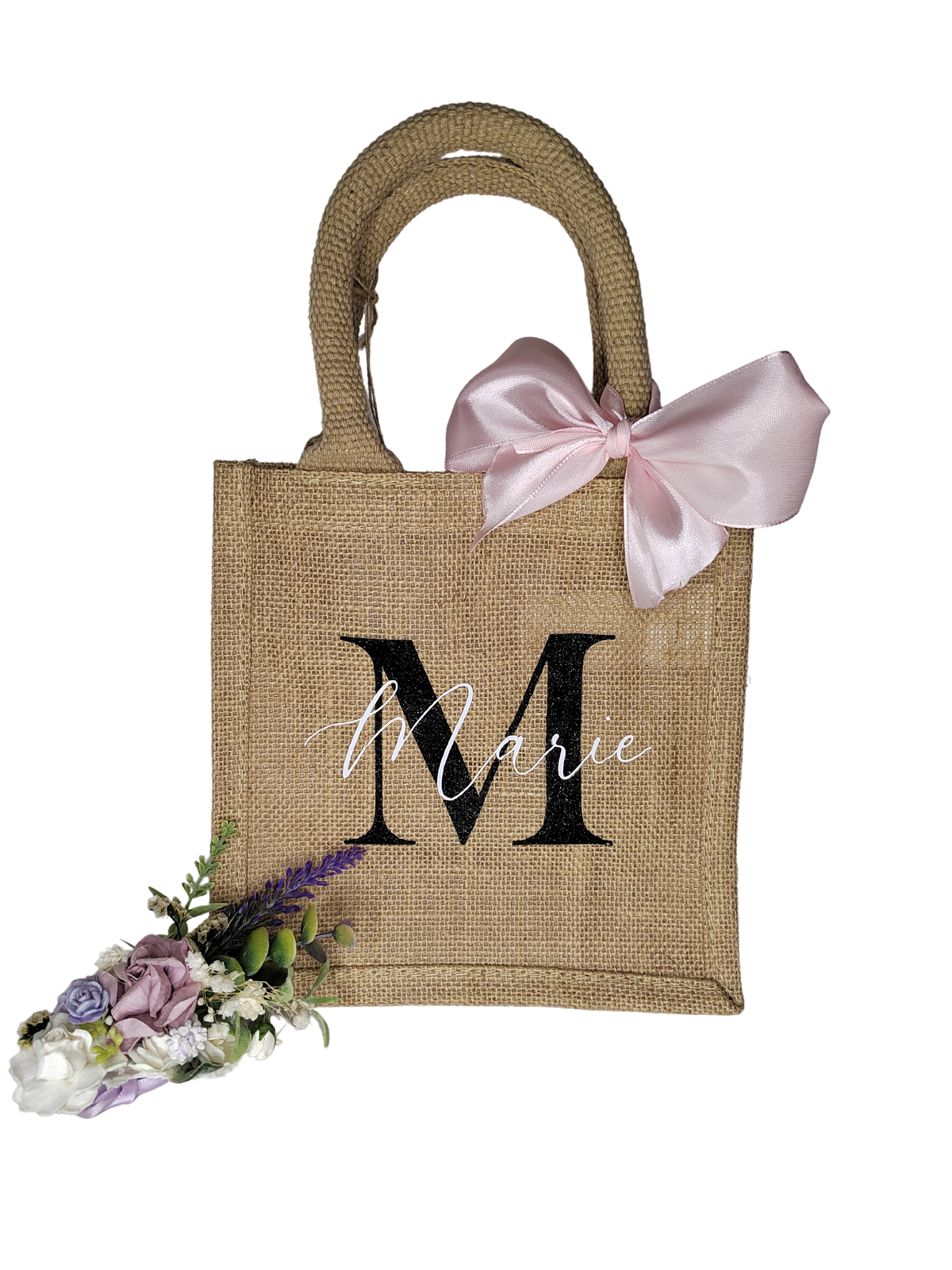 mini sac en toile de jute 100% personnalisable