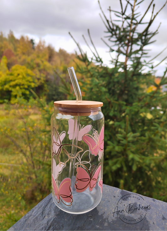 Tasse en verre avec couvercle en Bambou