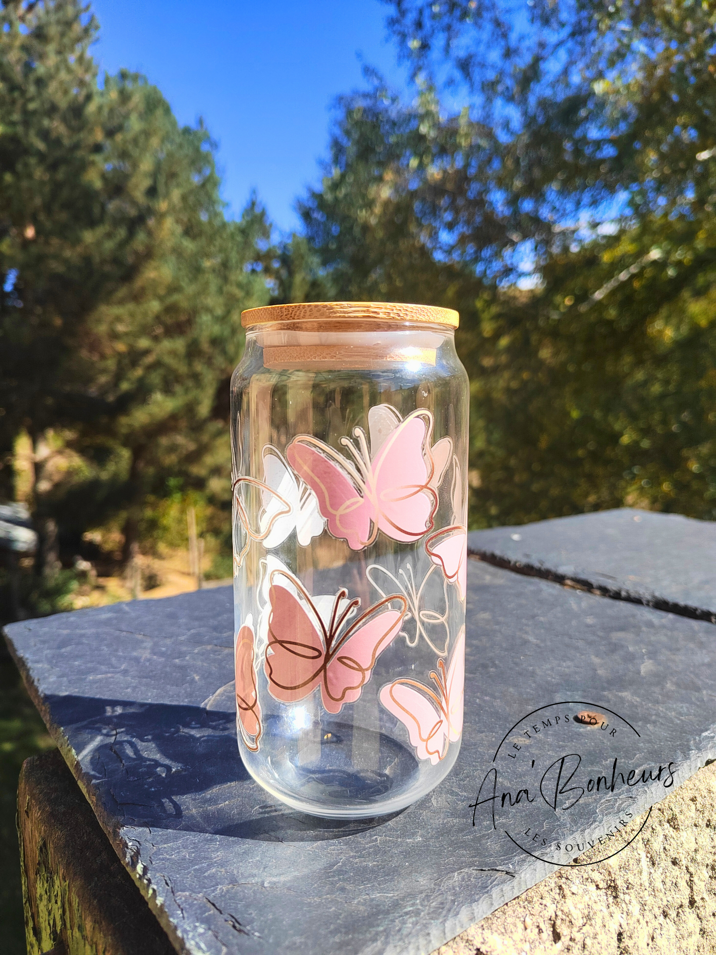 Tasse en verre avec couvercle en Bambou