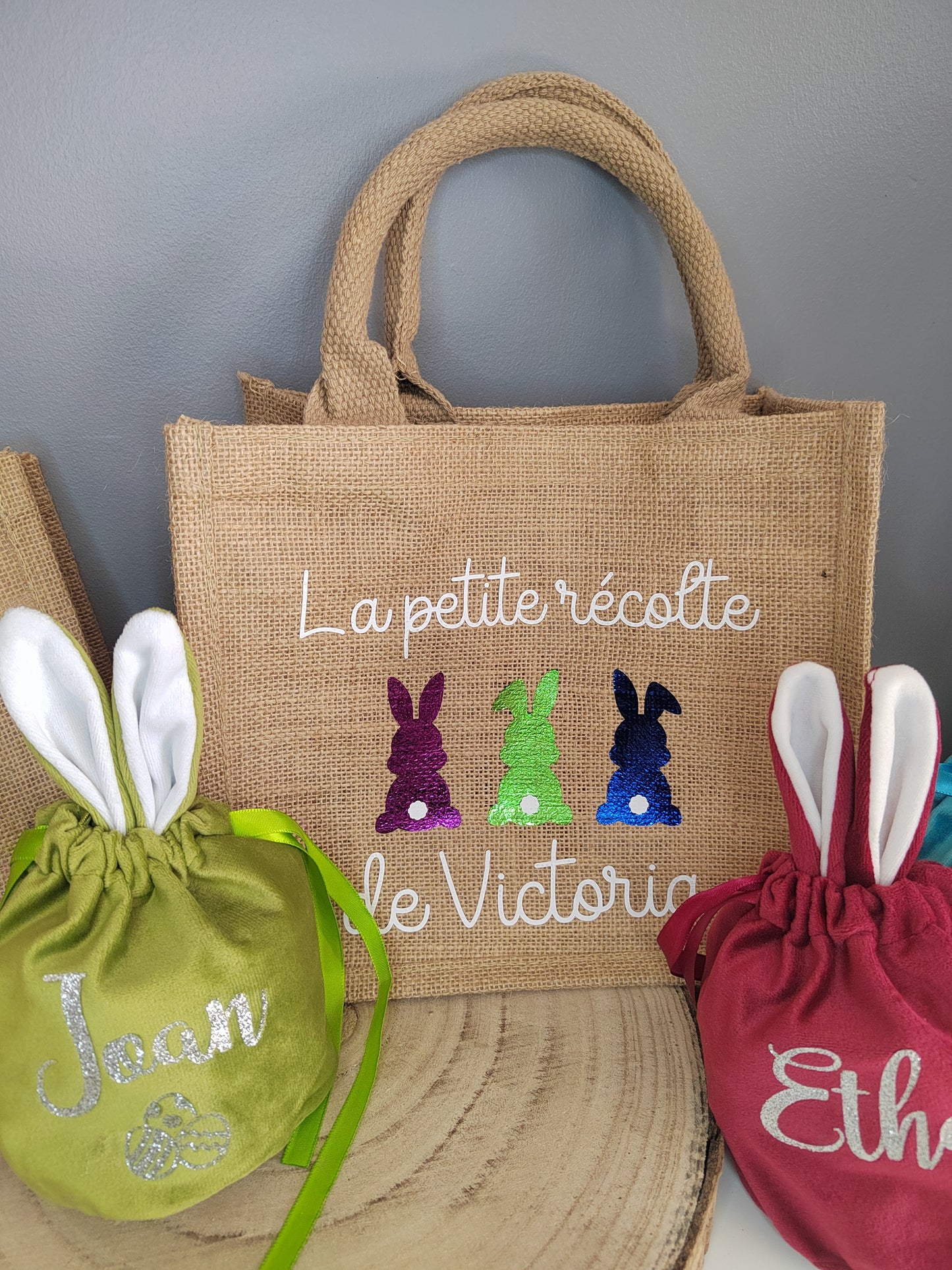 Sac de Pâques en toile de jute